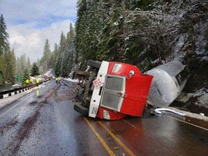 Truck accident and fuel spill cleanup